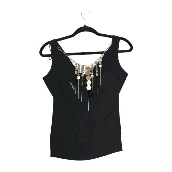Vtg Y2K Black Cowl Neck Going Out Top Womens L 2000s Low Grunge Goth Festival - Picture 1 of 11